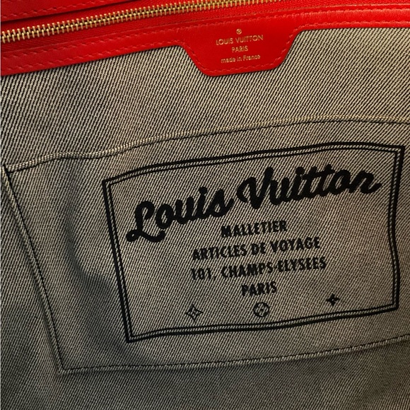 Authentic Louis Vuitton Limited Edition Denim Patchwork Rouge On The Go Tote GM - Picture 8 of 11